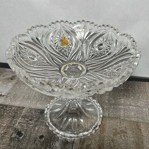 Vintage Over 24% Lead Crystal Bleikristall Pedestal Bowl Made West Germany